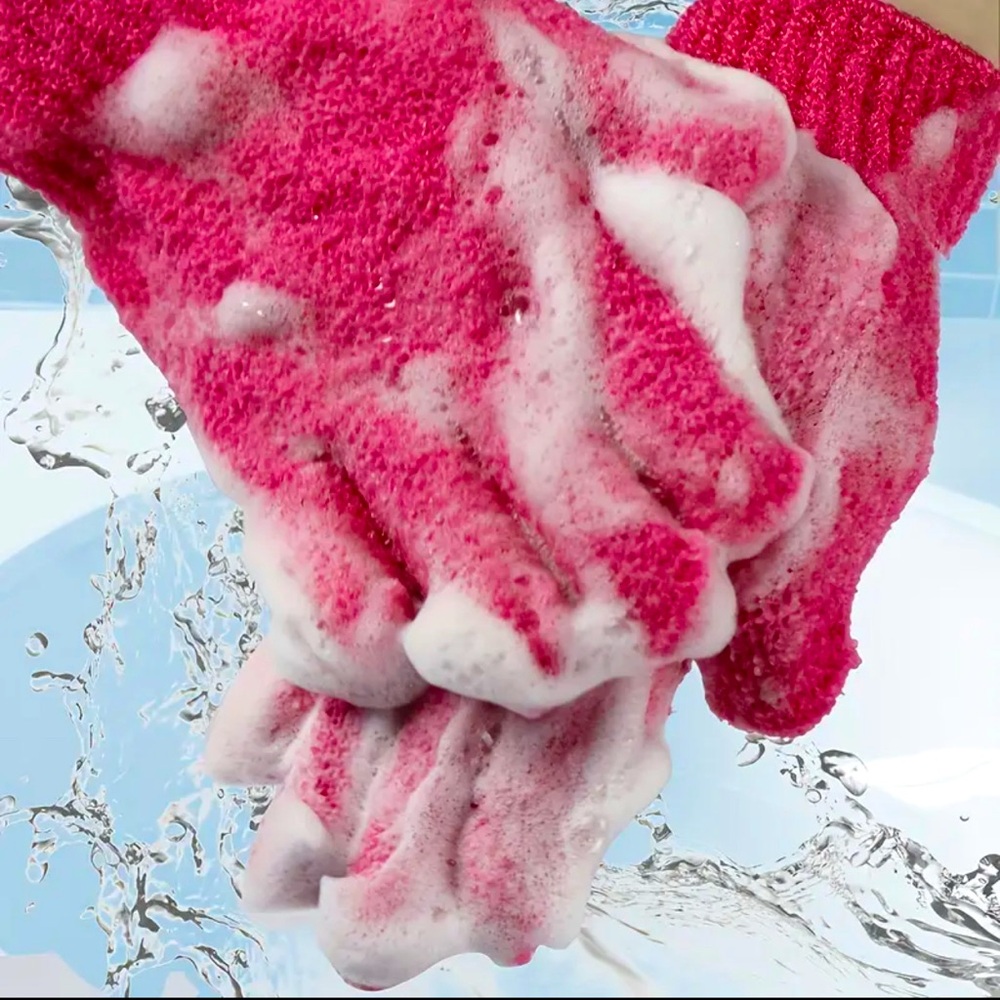 Exfoliating Bath Gloves Hot Pink 1 Pair